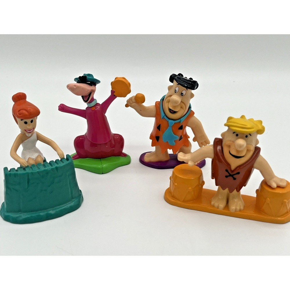 Vintage 1997 Dairy Queen Flintstones Kids Meal Toys Complete Set of 4 Fred Dino‎